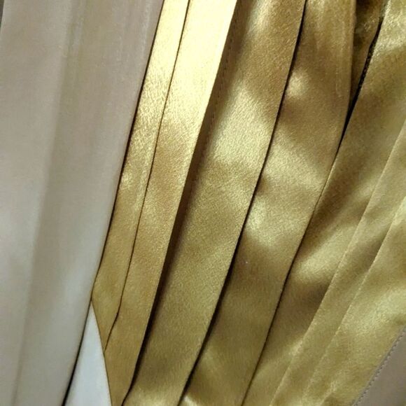 Jac Dale Vtg Blouse Womens sz 4 Mustard Yellow Silky Cuff Pleated Retro Glam 90s - Picture 5 of 12